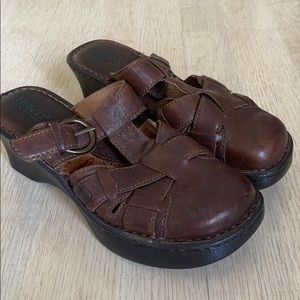 Born Brown Leather Clogs